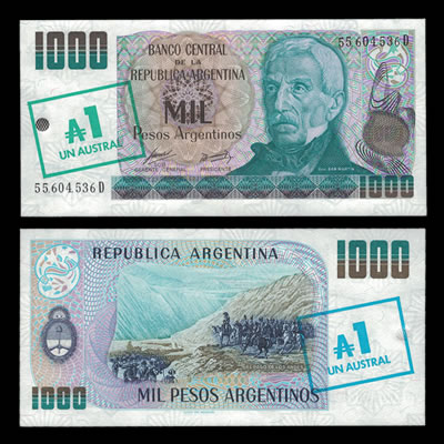 1985 Argentina P-320 1 Austral Banknote